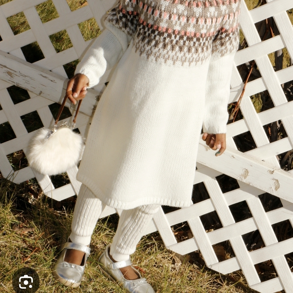 Bnwt White Knit Dress with Patterned Yoke